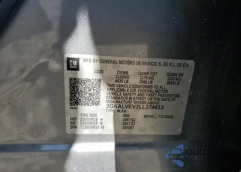 2020 GMC Terrain Slt from USA, damaged, VIN 3GKALVEV7LL274613